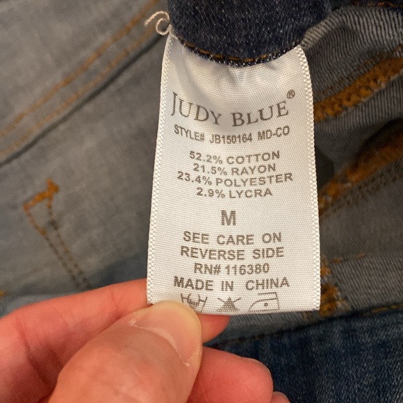 Judy Blue Mazie Pull On High Waist Blue Denim Jean Shorts Women's Size‎ M - Picture 3 of 8